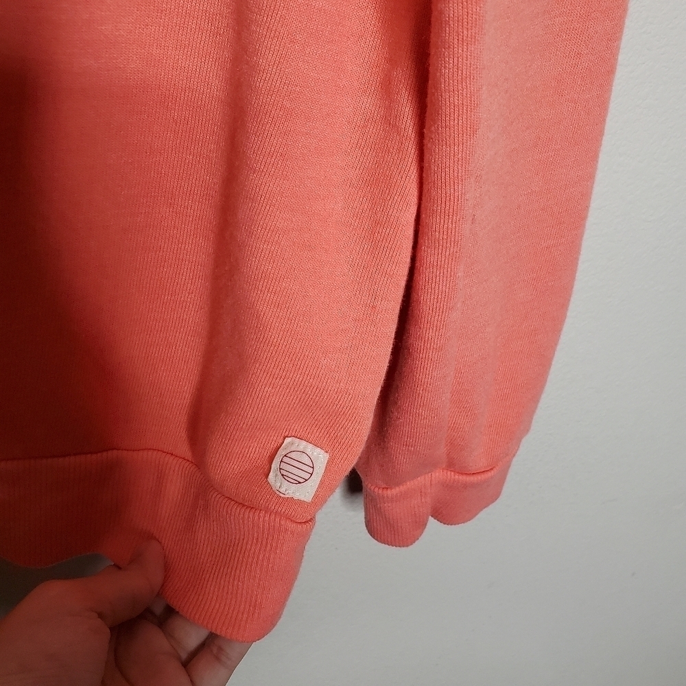 Marine Layer Coral Pink Embroidered Fleece Crewneck Pullover Sweatshirt - Picture 5 of 7